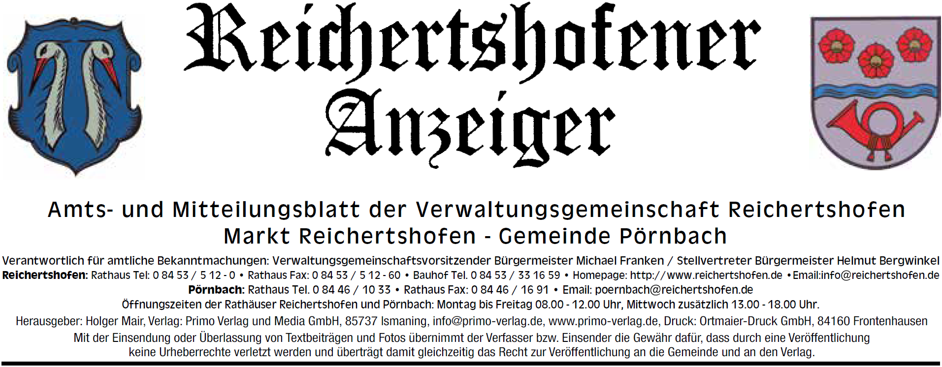 Gemeindeblatt der Verwaltungsgemeinschaft Reichertshofen