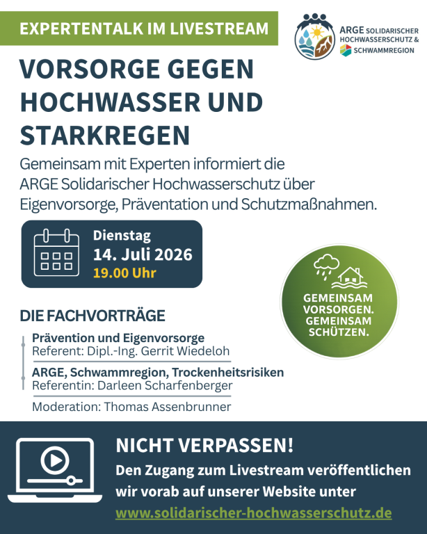 Hochwasserschutz Expertentalk im Livestream am 14.07.2026