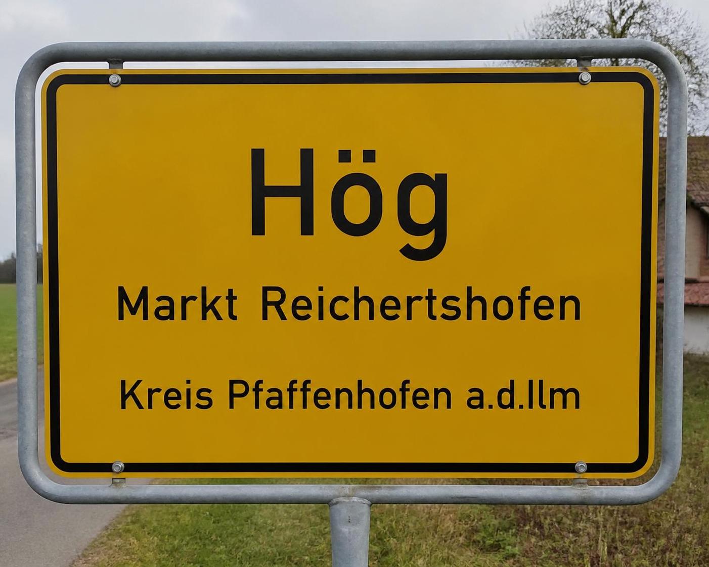 Ortsschild Hög (AI generiert)